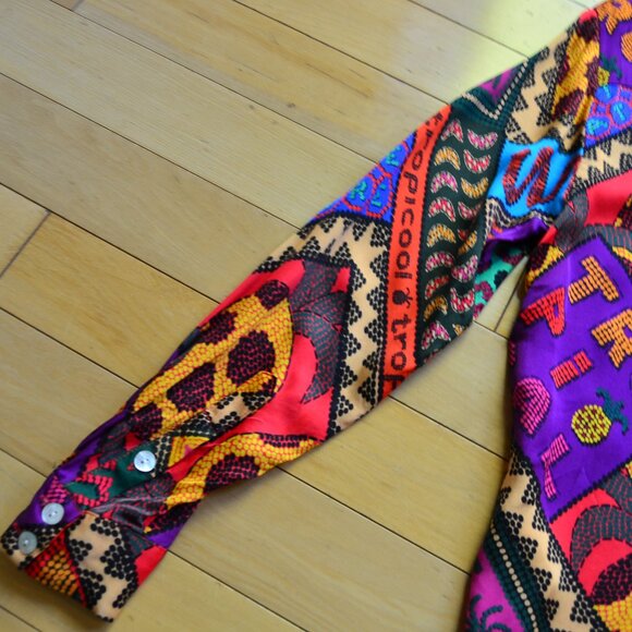 Farm Rio Dotted Patch Scarf Shirt Size XS - Picture 14 of 14